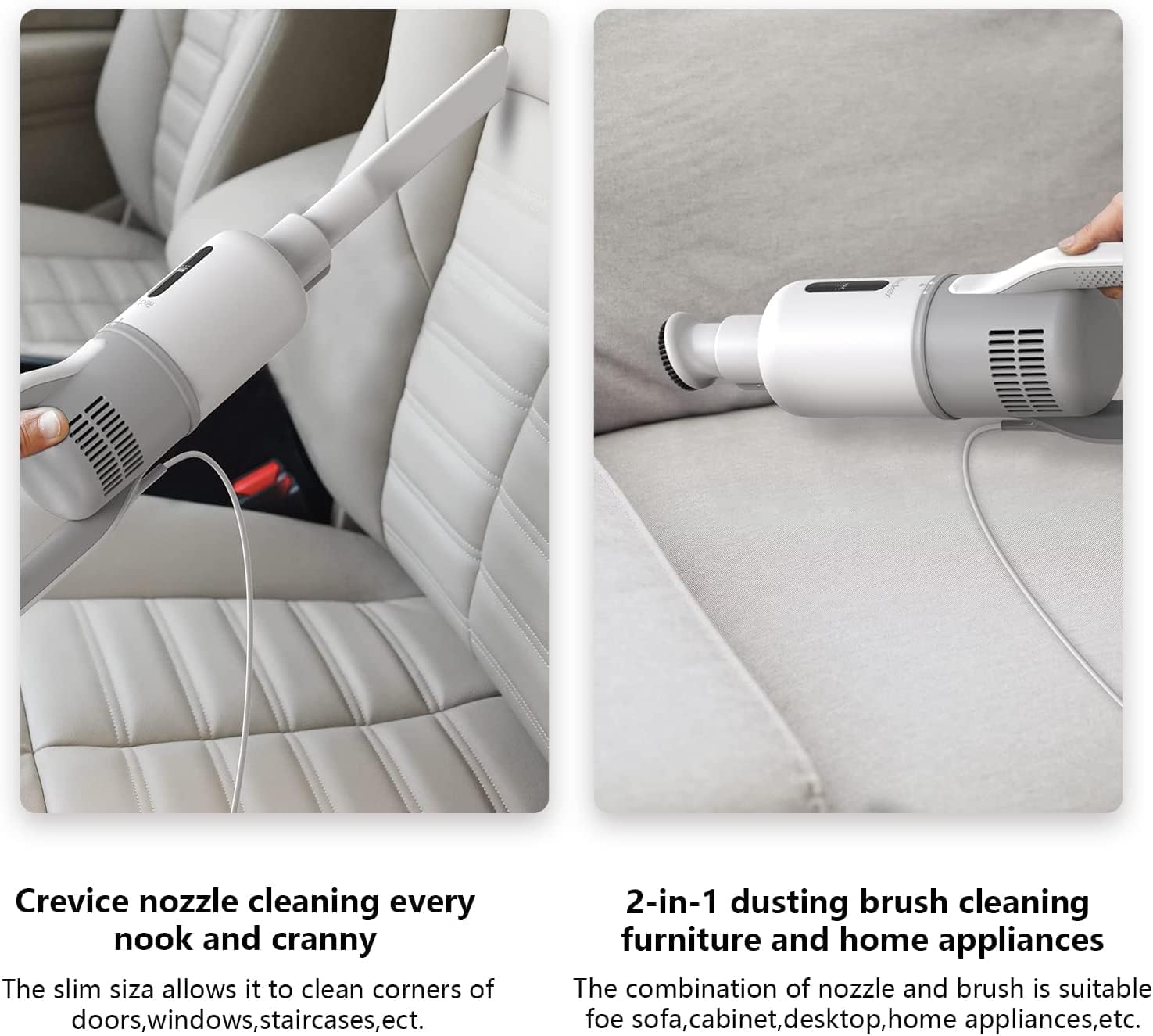 Redkey P6C crevice nozzle and 2-in-1 dusting brush in use