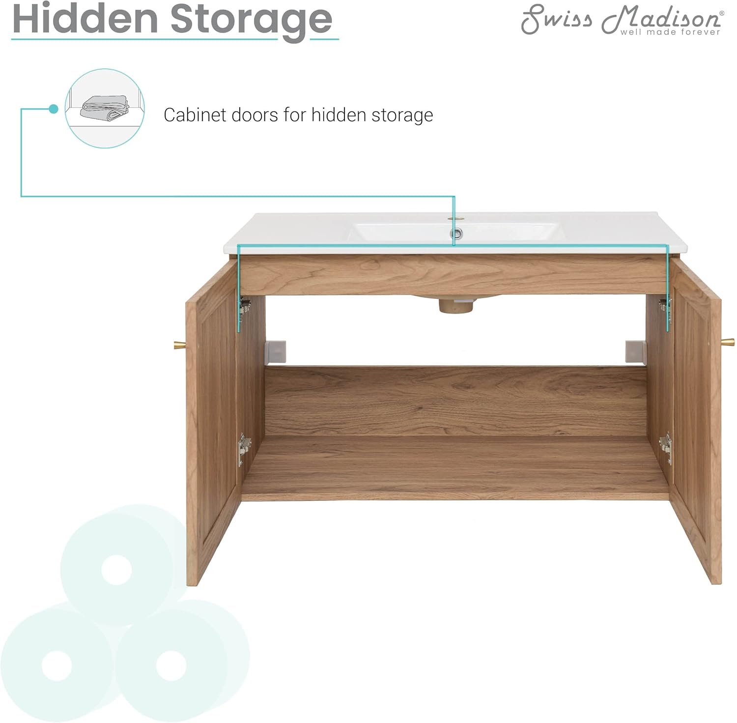 Swiss Madison Classe 36" Wall-Mounted Bathroom Vanity in Oak-Cabinet Only