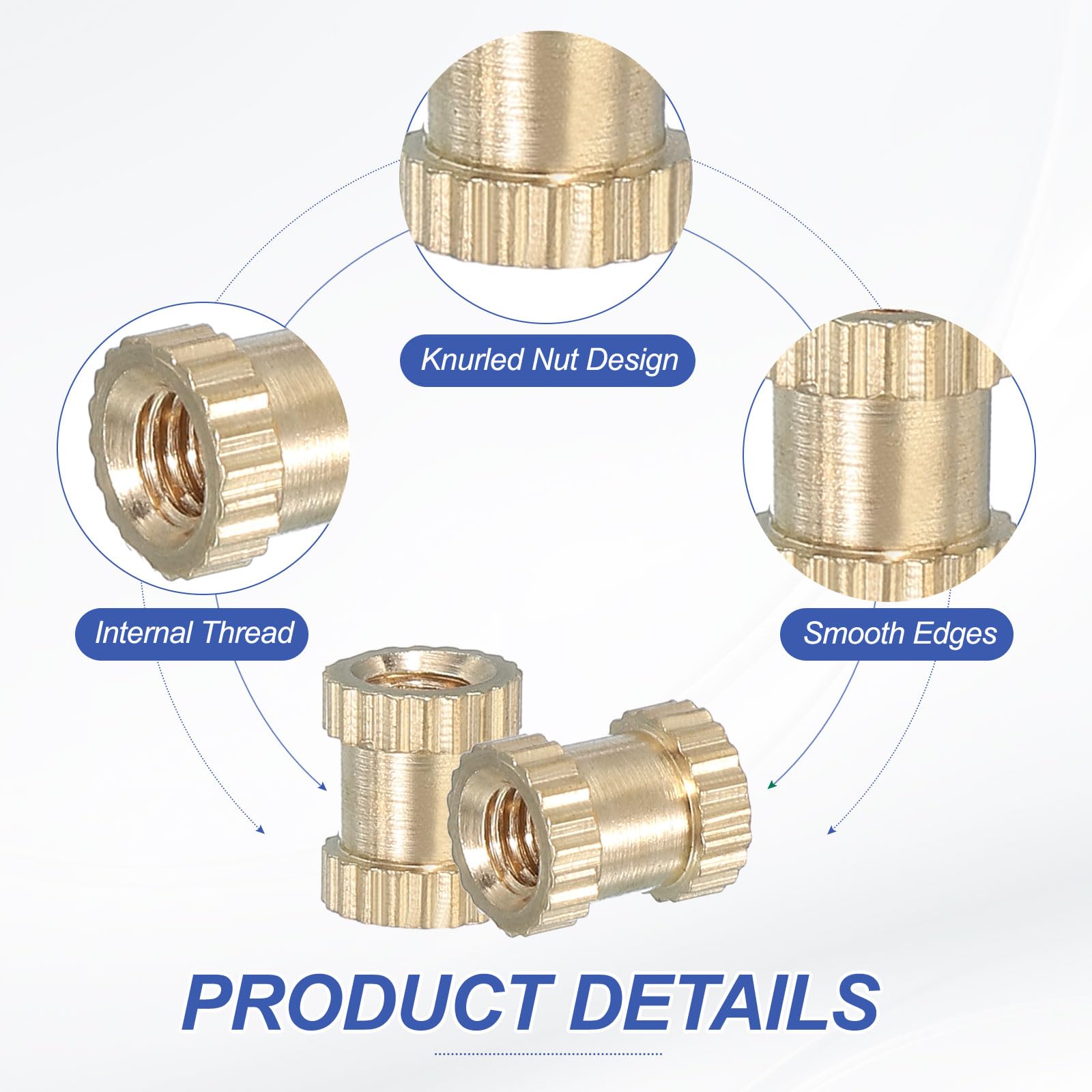 PATIKIL M6 Threaded Inserts, 120 Pcs Female Metric Brass Knurled Nuts Heat Set Insert for Plastic 3D Printing Components (M6x6x5mm) - Image 3