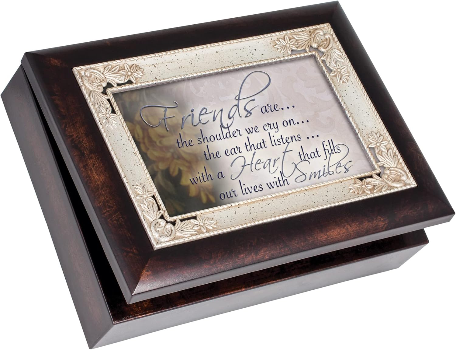 Cottage Garden The Shoulder We Cry On Burlwood Jewelry Music Box Plays What Friends are for