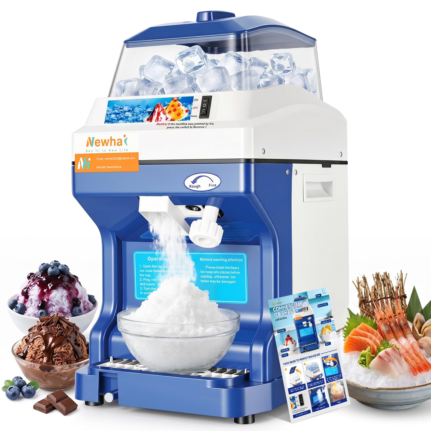 Amazon.com: Newhai Ice Shaver Commercial Ice Crusher Electric
