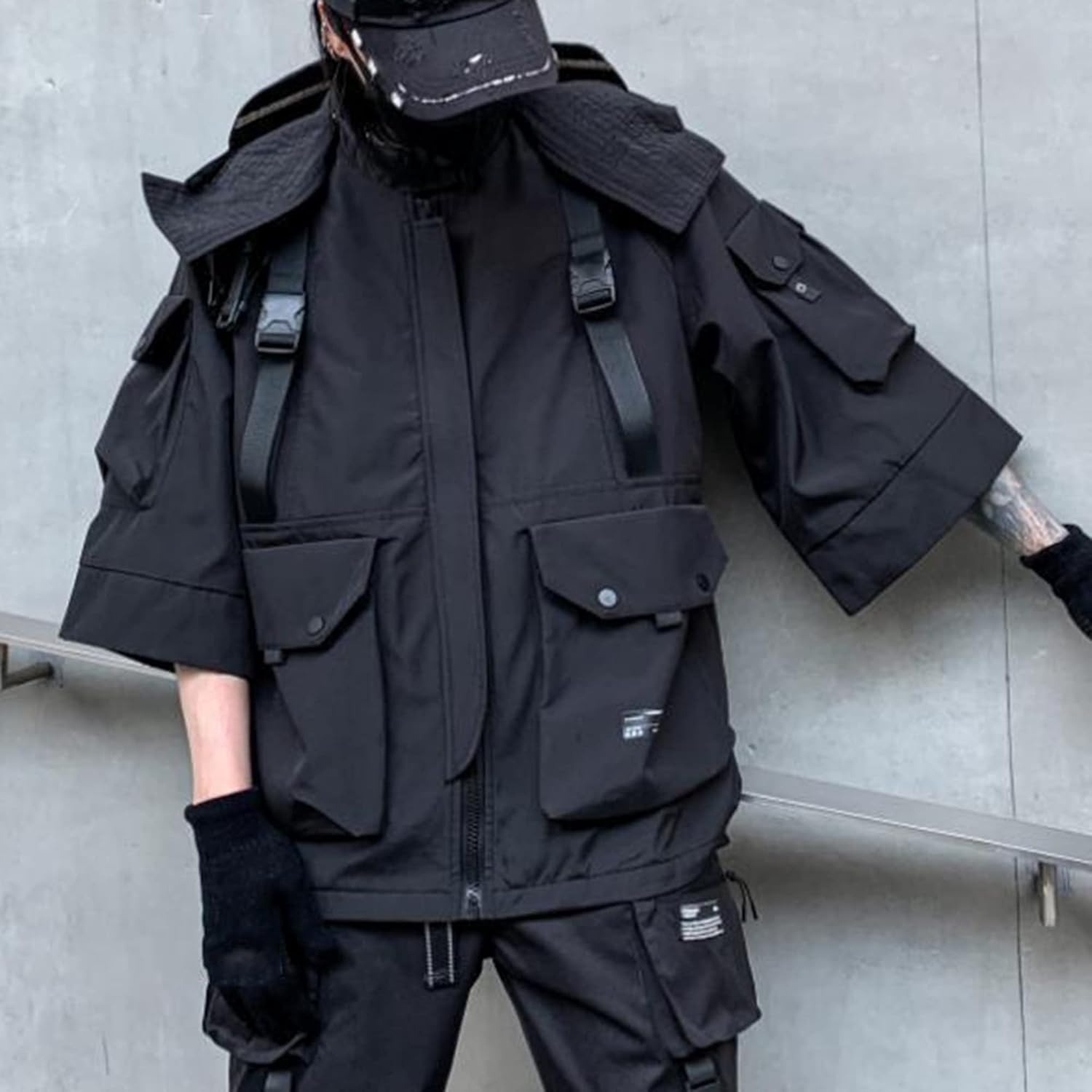 XYXIONGMAO Men's Gothic Streetwear Windbreaker Techwear Functional Cyberpunk Jacket Hooded Tactical Zipper Bomber Jackets - Image 2