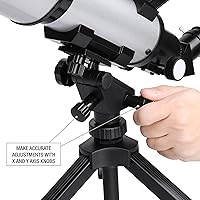 Vista 3 de BARSKA Starwatcher telescopio refractor de 400 x 70 mm con trípode de mesa y funda de transporte