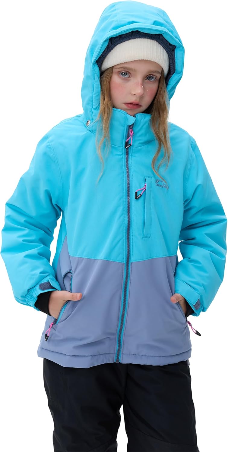 Girls Boys Ski Suit Kids Snowsuits Waterproof Snowboard Elastic Hood Jacket with Bib Pants, Windproof Winter Warmth - Image 9