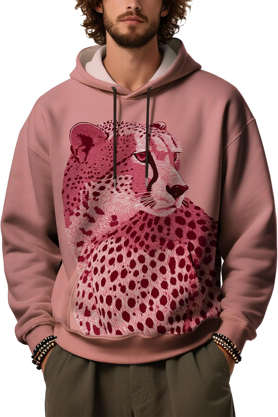 - Men's Watercolor Camouflage Hoodie Loose Fit Pullover Sweatshirt With Kangaroo Pocket Soft For Outdoor Streetwear