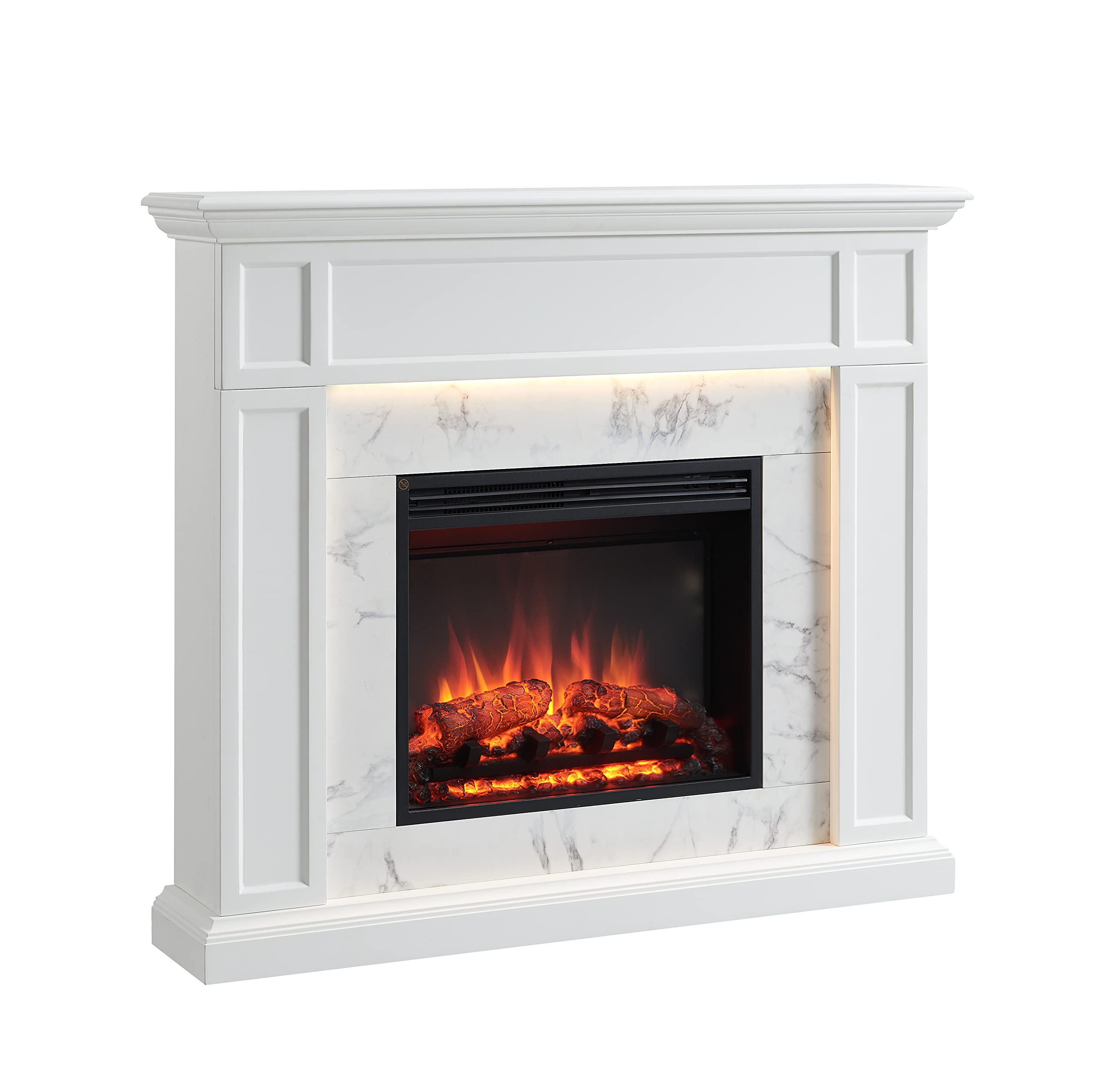 Flamme White Beaumont 48" Electric Fireplace Suite With Surround And 2Kw Heater