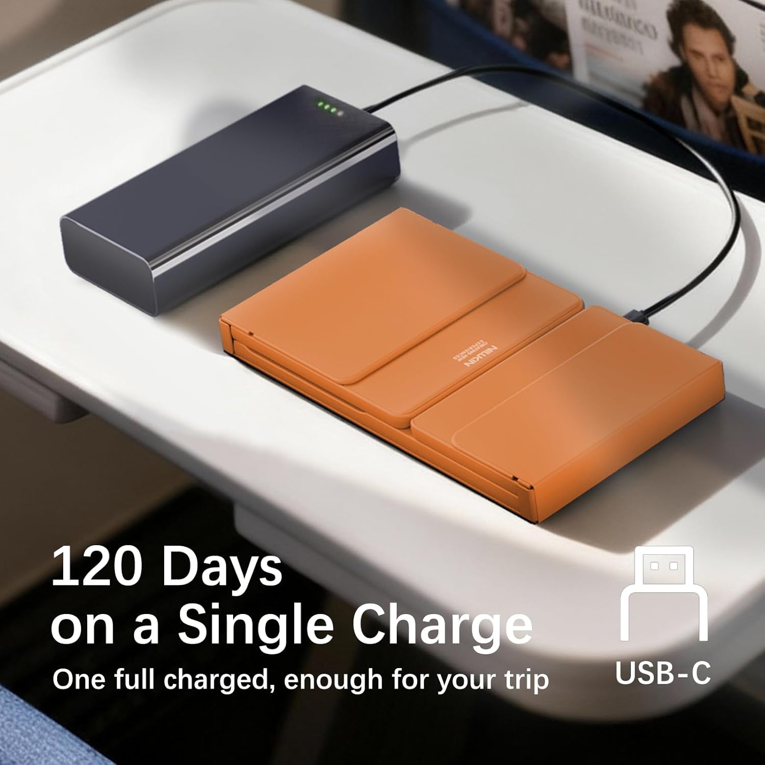 Nillkin Upgraded Foldable Bluetooth Keyboard with Touchpad & Number Pad, Portable Wireless Keyboard for Travel, Pocket-Sized, Full Size Keys, Support 3 Devices for iPad Laptop Tablets Phone, Orange