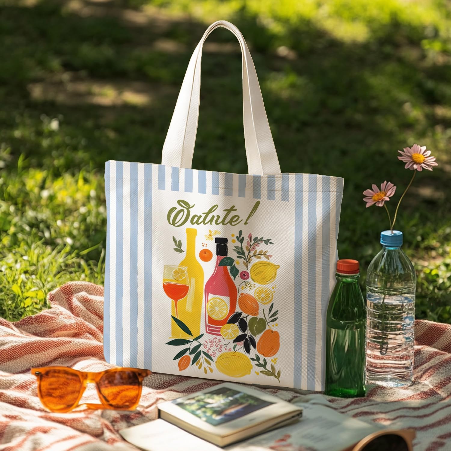 Canvas Tote Bag for Women, Fruits-CoffeeTote Bag, Italian Gifts, Reusable Shopping Grocery Bags image 3