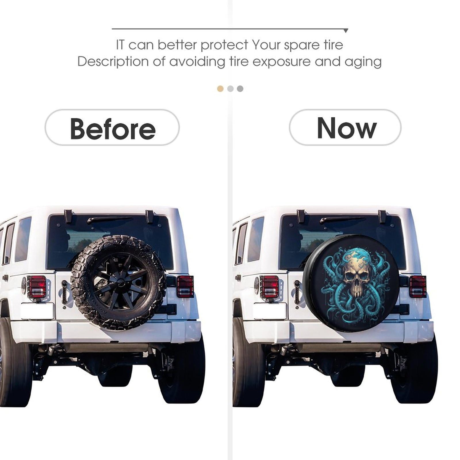 Foruidea Cool Skull with Octopus Tentacles Spare Tire Cover PU Leather Wheel Tire Cover Fit Trailer, RV, SUV and Many Vehicle 17inch