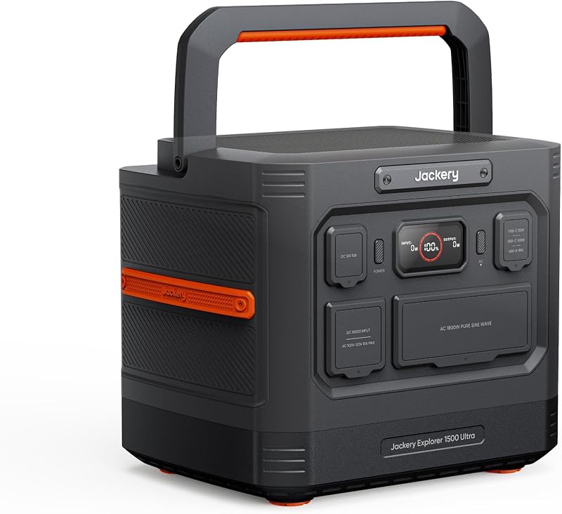Central eléctrica ultraportátil Explorer 1500, 1536 Wh, 1800 W CA | Pico de 3600 W, batería LiFePO4, resistencia al agua IP65, recarga rápida de 1,5 H, generador solar para camping, vehículos recreativos y respaldo