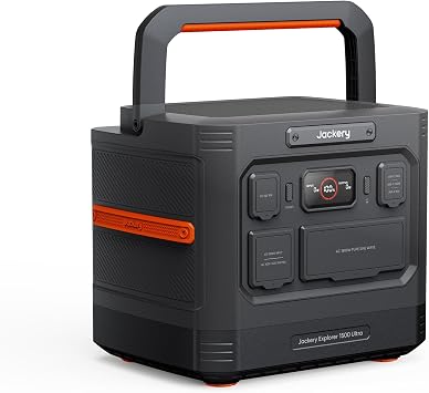 Jackery Explorer 1500 Ultra Portable Power Station, 1536Wh LiFePO4 Battery, 1800W AC (3600W Peak), IP65 Waterproof, 1.5H Fast Recharge, Solar Generator for Camping, RV & Backup