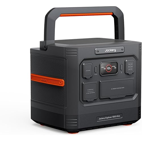 Jackery Explorer 1500 Ultra Portable Power Station, 1536Wh LiFePO4 Battery,1800W AC Output (3600W Peak), IP65 Waterproof, 1.5H Recharge, Solar Generator for Off-Grid & Emergency (Solar Panel Optional)
