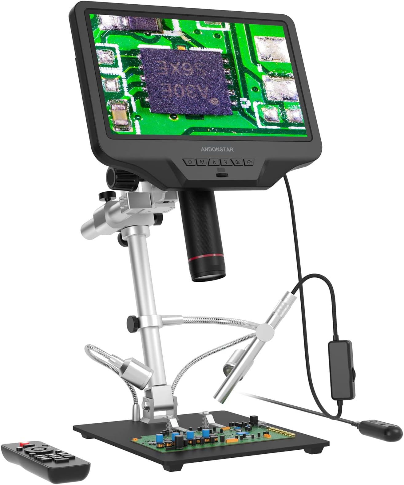 AD409 Pro HDMI Digital Microscope with Endoscope, 10.1 inch LCD Screen Soldering Microscope, 300X USB Electronic Camera for PCB Soldering, Windows PC Compatible