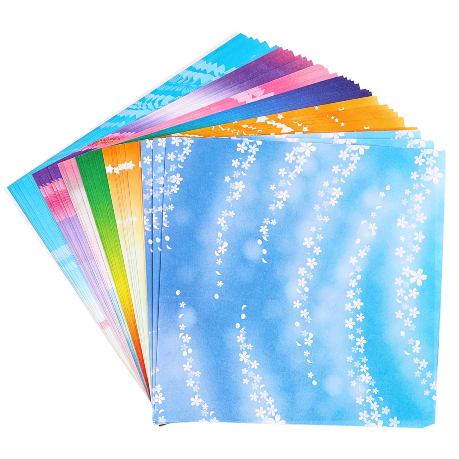 Origami Papier 100 Blatt 15x15 cm – Doppelseitiges farbiges Faltpapier mit 12 Mustern (Sterne, Blumen, Herzen) – Für Basteln, Dekoration, Scrapbooking – Umweltfreundlich