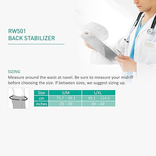 Miniatura 6 de OPPO RW501 - Cinturón de apoyo de espalda transpirable, estabilizador de espalda con soportes flexibles, alivio para dolor de espalda baja, hernia