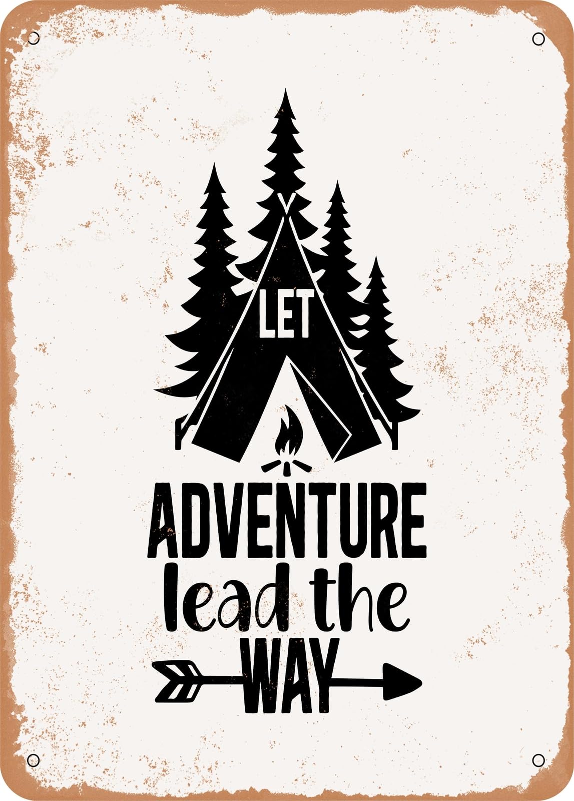 Metal Sign - Let Adventure Lead the Way - Vintage Rusty Look home decor