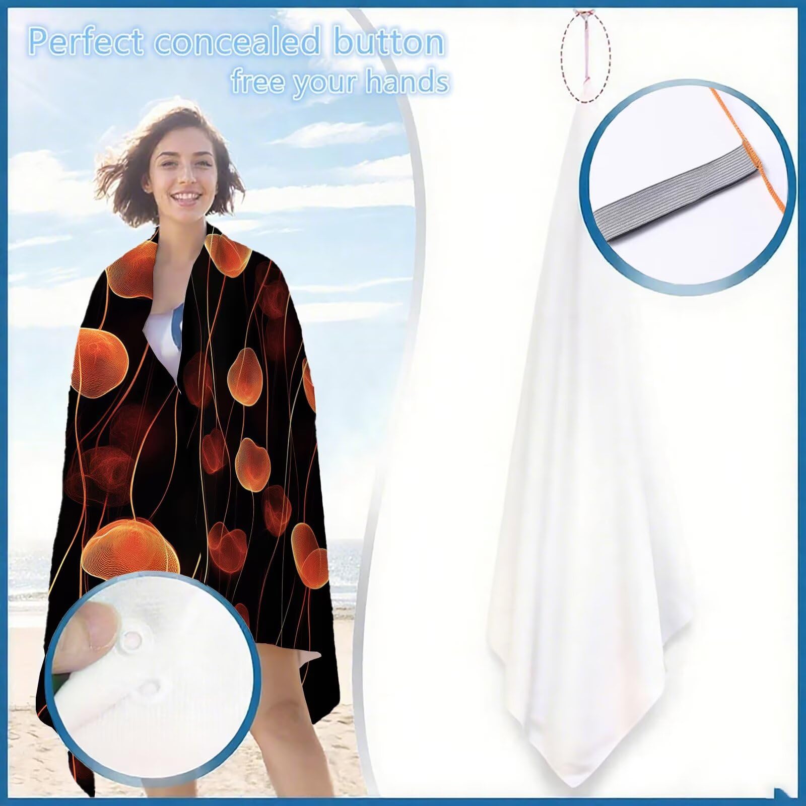 Ręcznik plażowy z mikrofibry, 85 x 170 cm, kwiatowy ręcznik plażowy w stylu retro, do sauny, bez piasku, szybkoschnący, chłonny ręcznik plażowy, ręcznik sportowy na podróż, urlop, do pływania, na