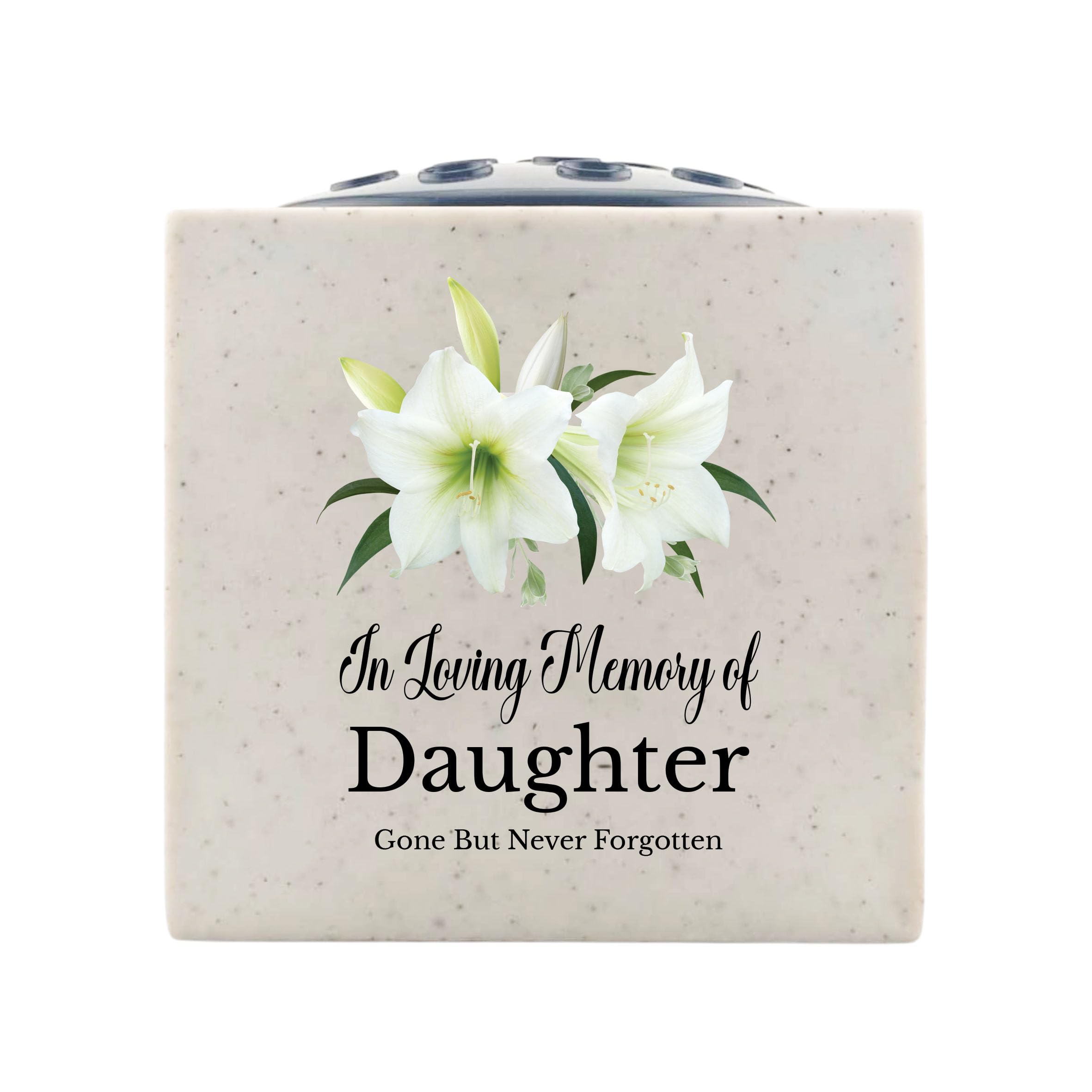 In Loving Memory Of Memorial Rose Bowl Grave Marker Flower Pot Vase With Lily Design (UV PRINTED) (Daughter)