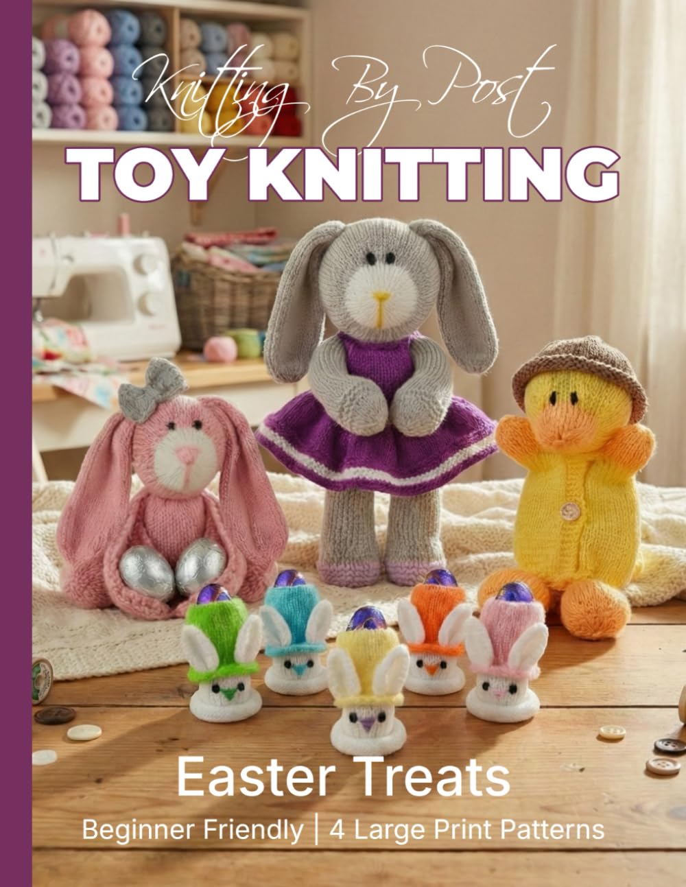 Toy Knitting Collection 1 - Easter Treats. 4 Human-Designed Large Print Toy Knitting Patterns for Beginners: Clover the Rabbit, Duck Yummy Tummy Gift Bag, Double Chocolate Egg Cover and Eggsy Bunny