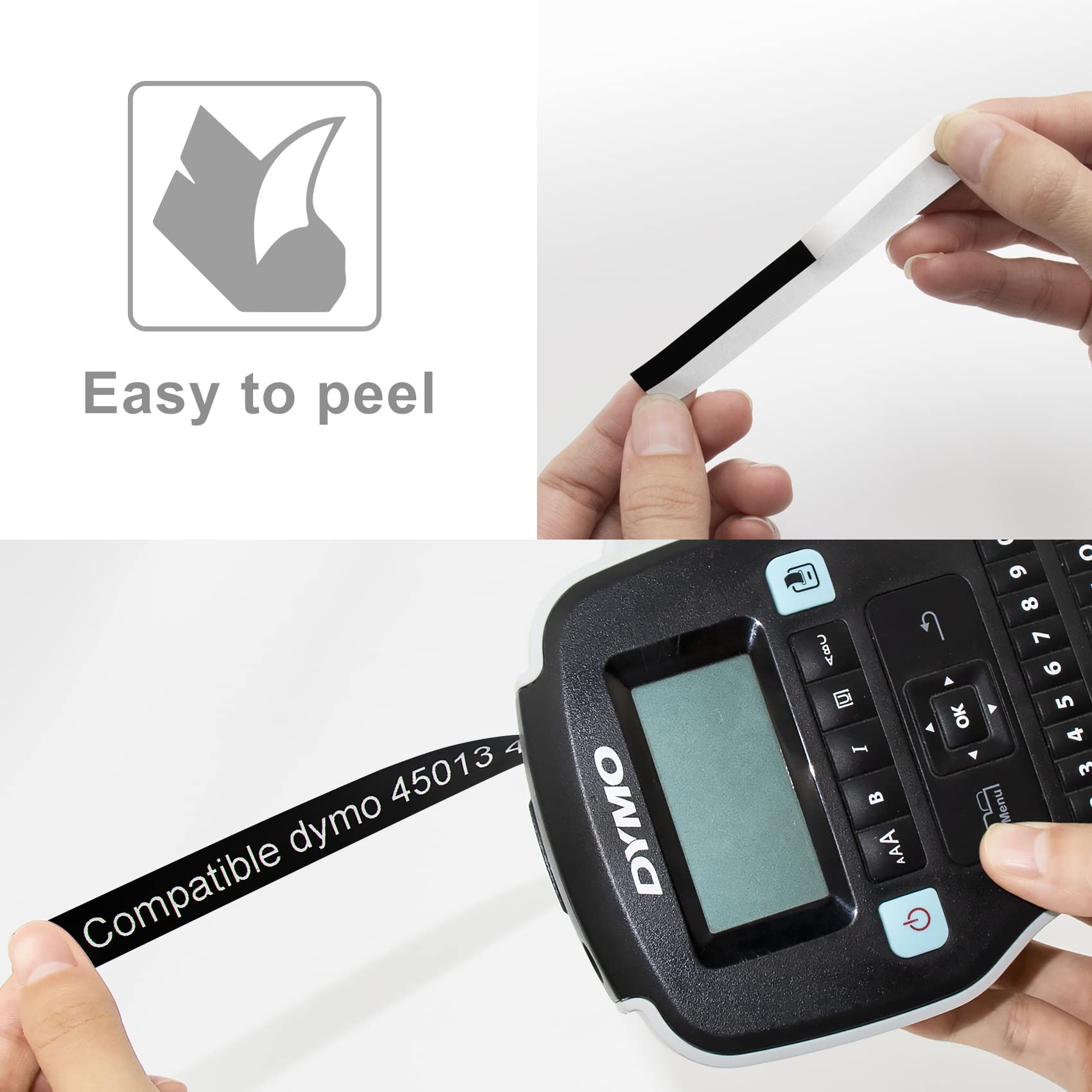 Compatible with Dymo D1 Label Black Tape 45021, White on Black, Replace for Dymo Label Maker Refills 12mm x 7m - Image 4