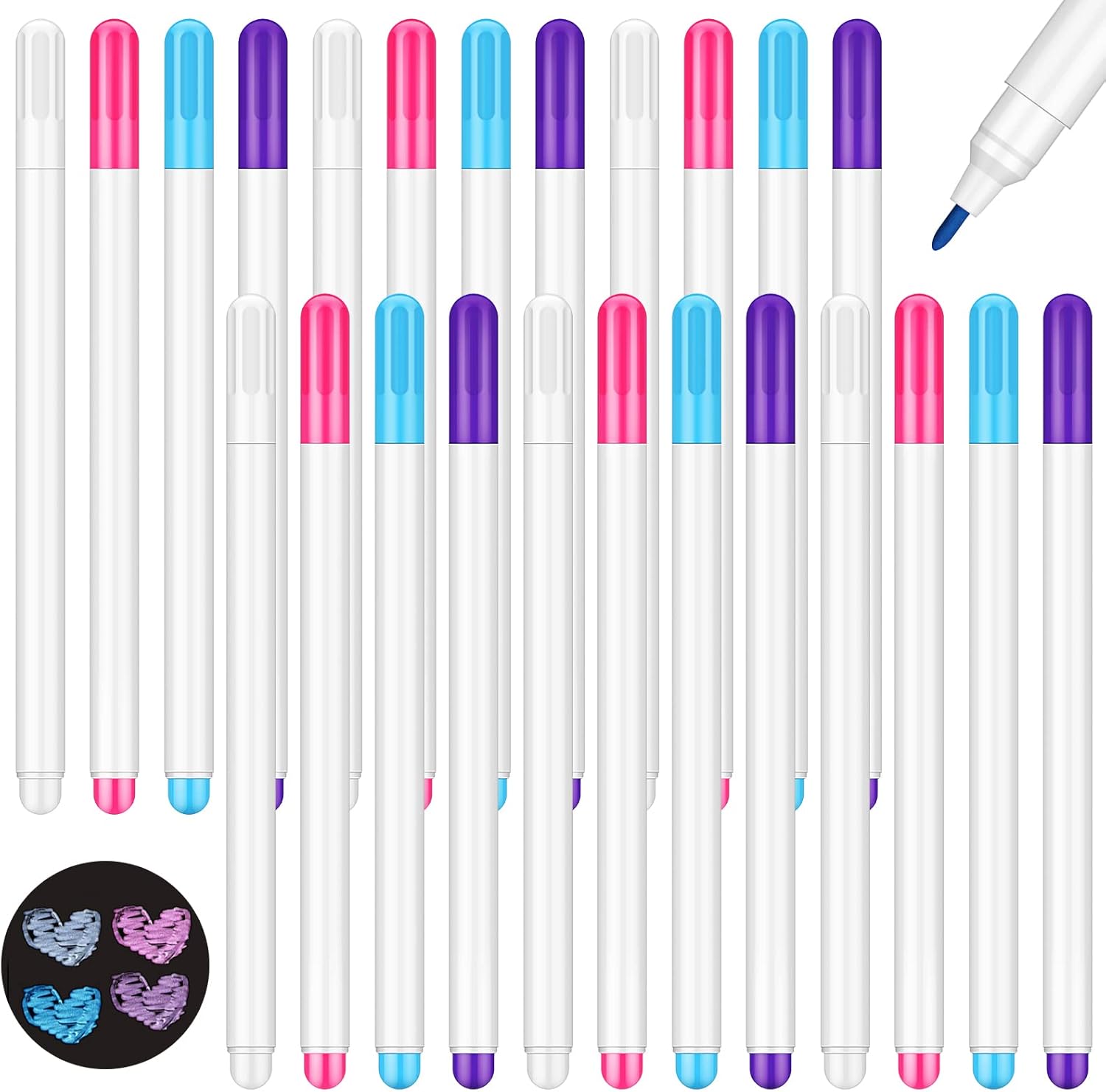 24 Pieces Fabric Sewing Marking Pens Disappearing Erasable