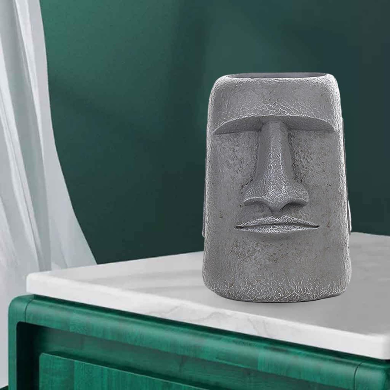 Statua Dell'Isola Di Pasqua, Scultura A Forma Di Testa Di Moai, Decorazione Per La Casa, Per Camera Da Letto, Soggiorno E Decorazioni Da Tavolo(Gray H)