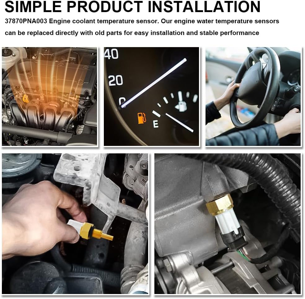 Engine Coolant Temperature Sensor, Water Temperature Sensor, Auto Replacement Coolant Temperature Sensors, 37870-PLC-004 37870-PNA-003 Cooling Fan Switch Coolant Temp Sensor for Honda Civic