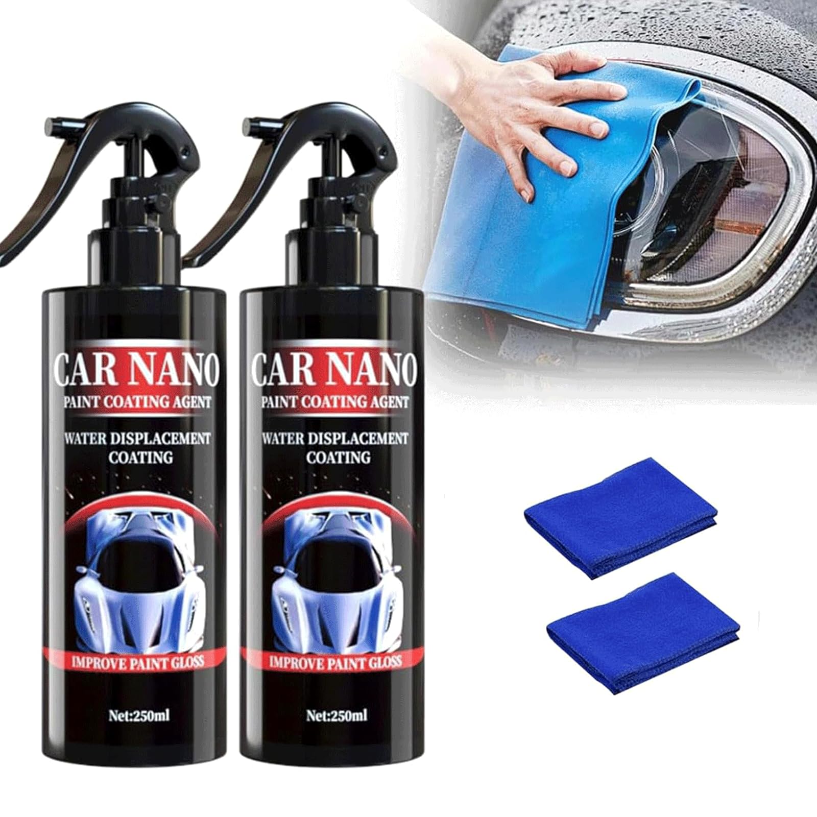 2pc Car Polish Nano Sparkle Wax for Car Scratches 2024 Auto Body Micron Polish Removes for Light Scratches and Scratch - Protection Swirl Remover Polish - 120ml Auto Body Micron Polish Spray
