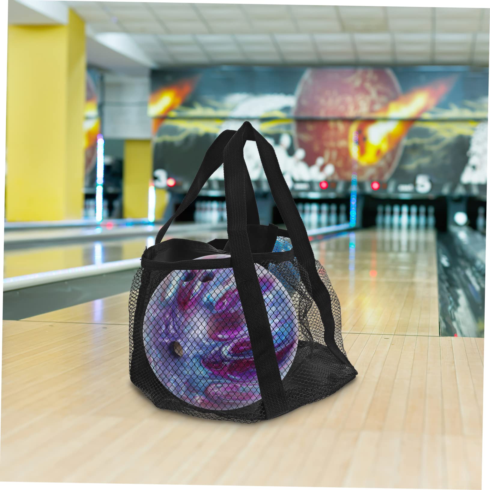 Bowling-Einkaufstasche Balltasche Sportball -Tasche Bowlingtasche Sporttasche Im Mesh-Design Bälle Tasche Bowling -Bag -Rucksack Bowlingzubehör Reisen Oxford-Stoff Schwarz