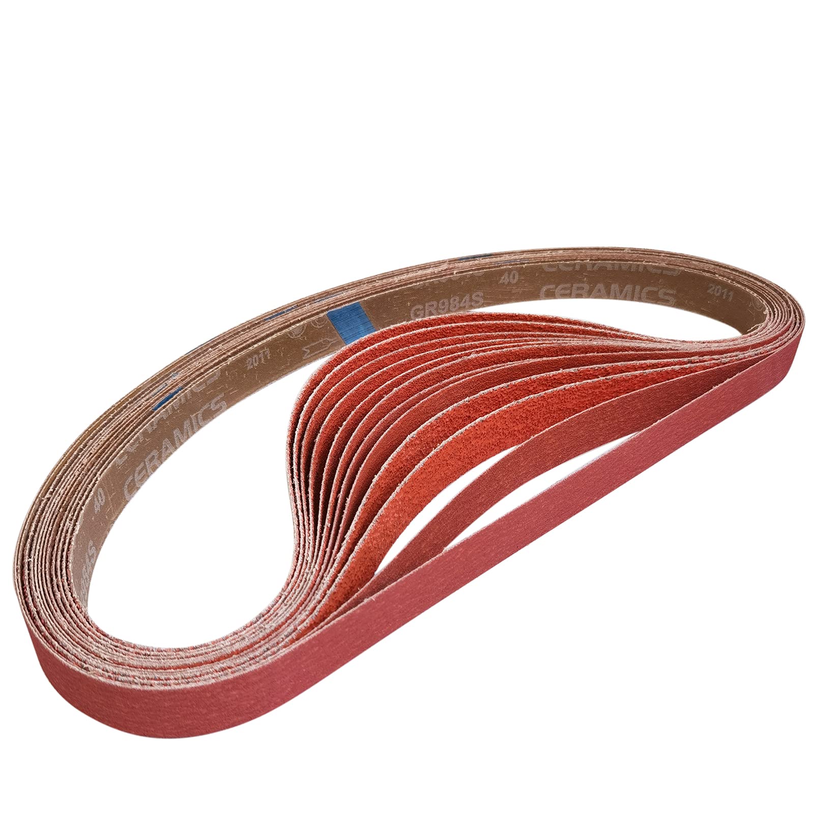 Tonmp 12 PCS 1 x 42 Inch Metal Grinding Ceramic Sanding Belts Kit -2 Pcs Each of 36 40 60 80 100 and 120 Grits Premium Sharpening Sander Belts (1x42 Inch)