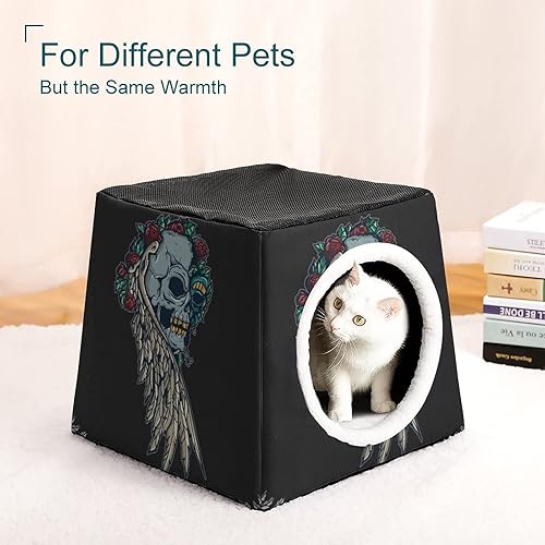 Miniatura 7 de Casas de gatos y hábitats personalizados con diseño de cubo de gato y condominio para interiores y mascotas, sofá cueva, calavera de terror