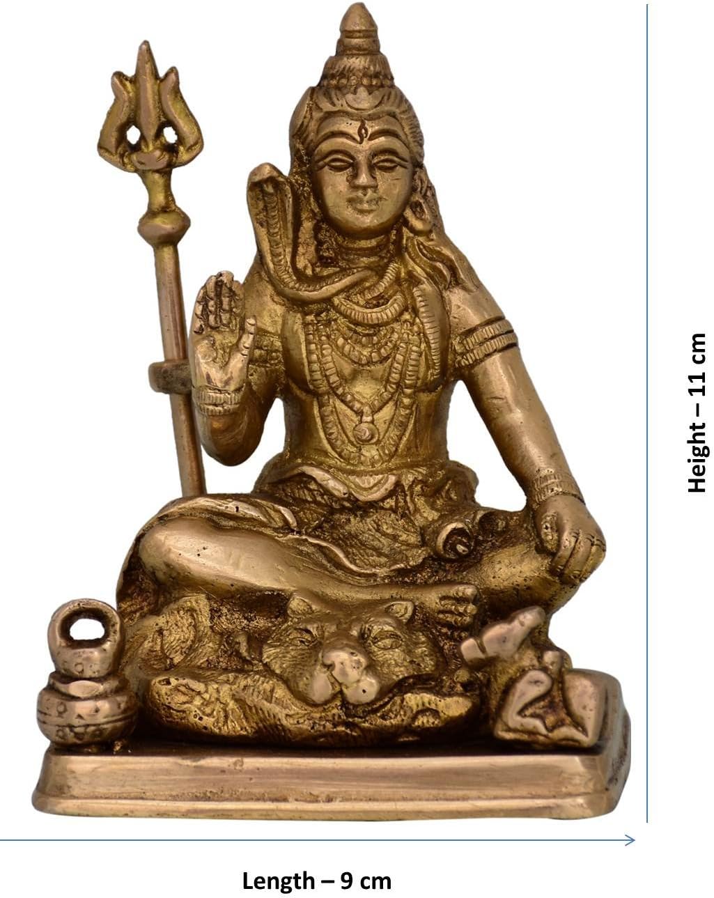 Purpledip Brass Statue Idol of Lord Shiva Mahadev with Trishool: for Home Temple, Office Table Or Shop Puja Shelf | Hindu Religious Gift (10717)