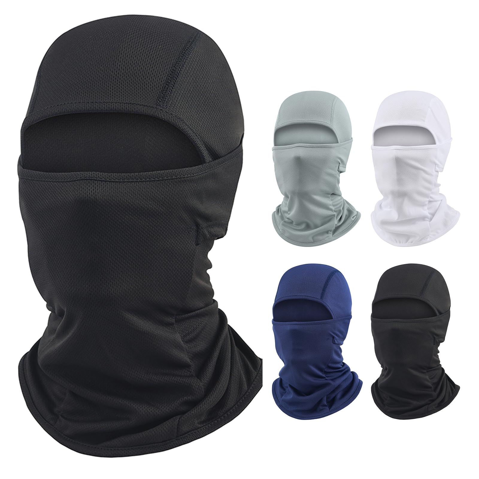 4 Pack Summer Balaclava Face Mask Sun UV Protection Hood Breathable Face Mask for Men Women - Motorcycle Fishing Multi (US, Alpha, One Size, X-Large, 4Pcs-Black&amp;Gray&amp;Navy&amp;White)