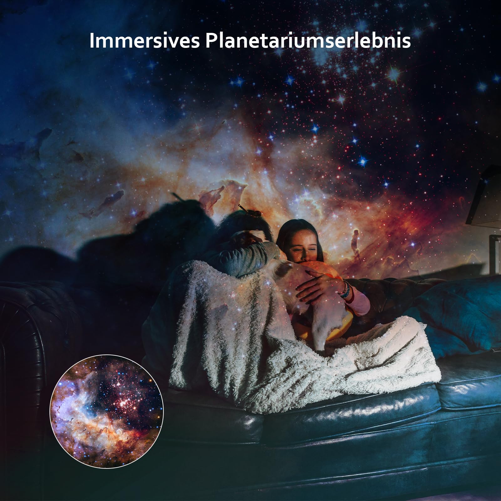 Sternenhimmel Projektor, Sternenprojektor Planetarium mit 3 Disc für Kinder | 5K HD Projektion • Leise Rotation • Fokus Justierbar • Timer • Erweiterbar Discs Set • Geschenk für Kinder Erwachsene
