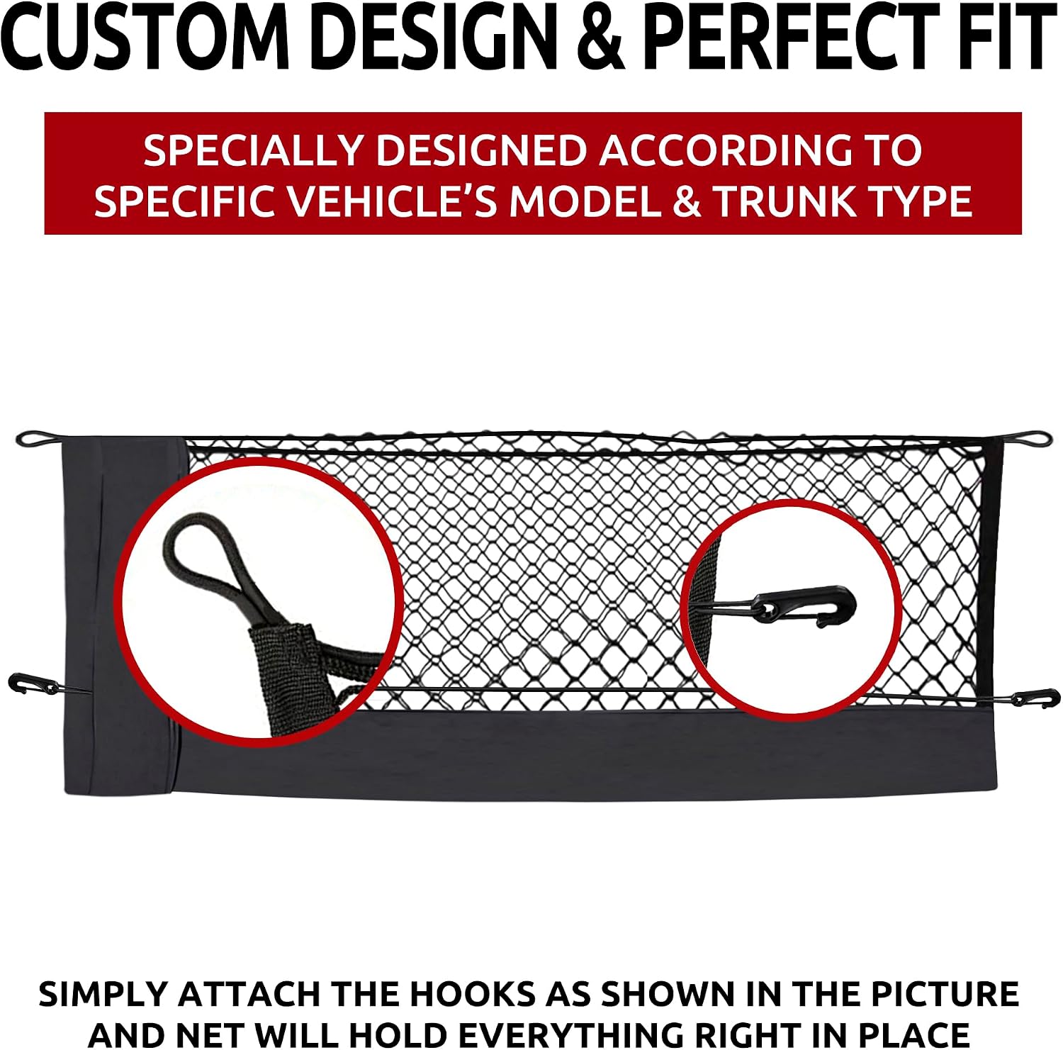 Envelope Style Trunk Mesh Cargo Net for Cadillac Escalade 2021-2025 - Car Accessories - Premium Trunk Organizers and Storage - Cargo Net for SUV - Vehicle Carrier Organizer for Cadillac Escalade