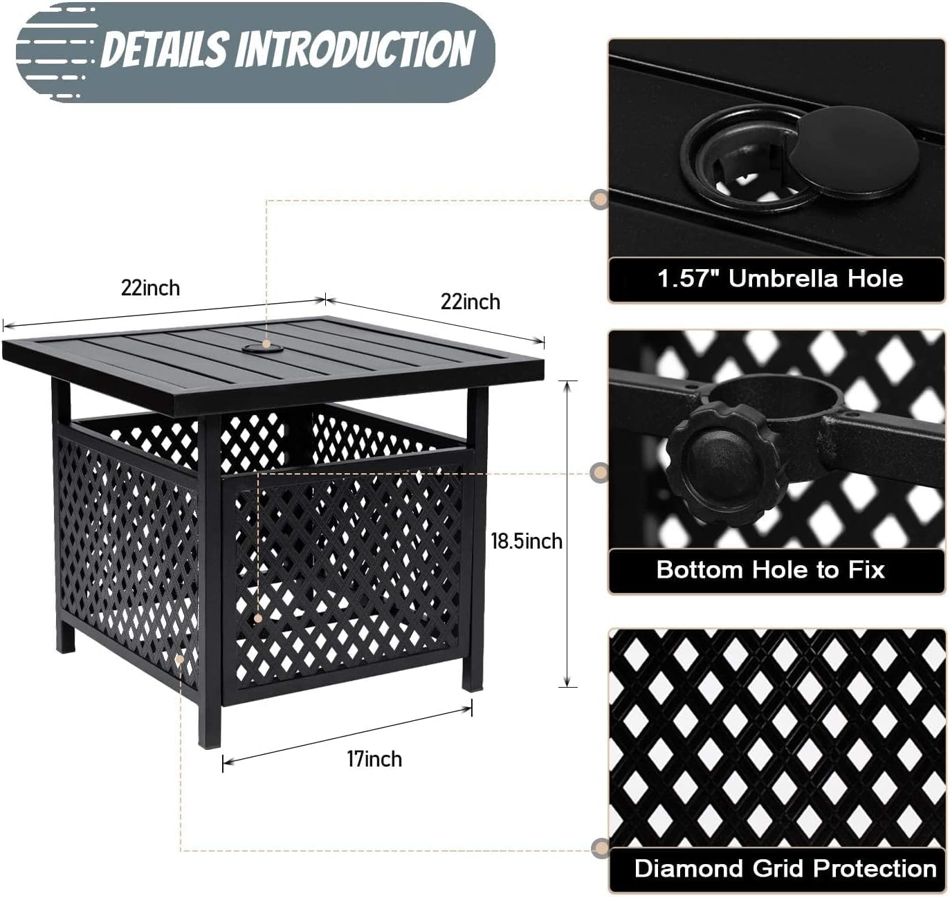 Crownland 2-Piece Outdoor Lounge Chairs Set, Adjustable Reclining Patio Chairs and Umbrella Bistro Table Set, Metal Furniture 1 seat