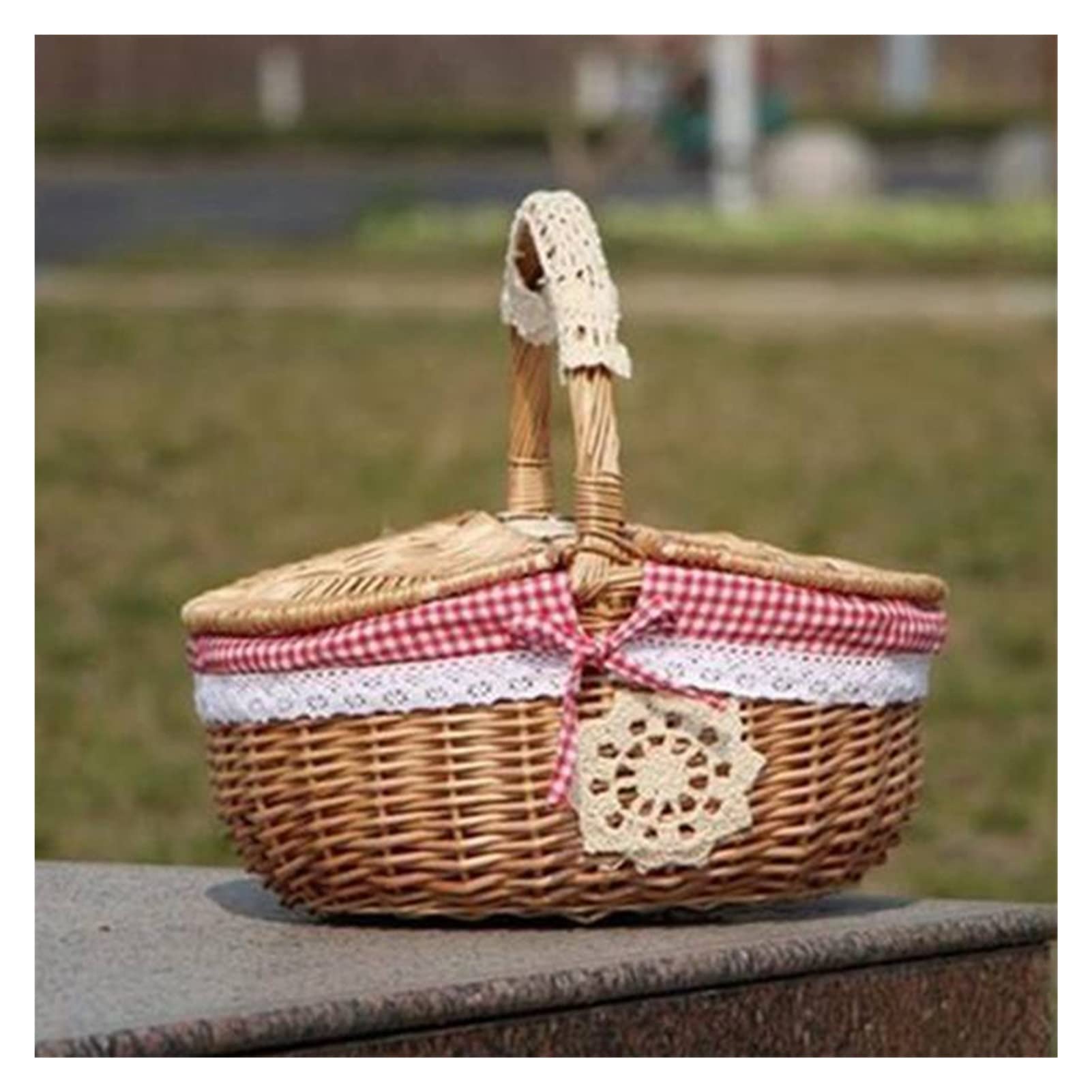Handmade Camping Picnic Basket Zakupy Organizator Kosz I Rękojeść (Color : Brown)