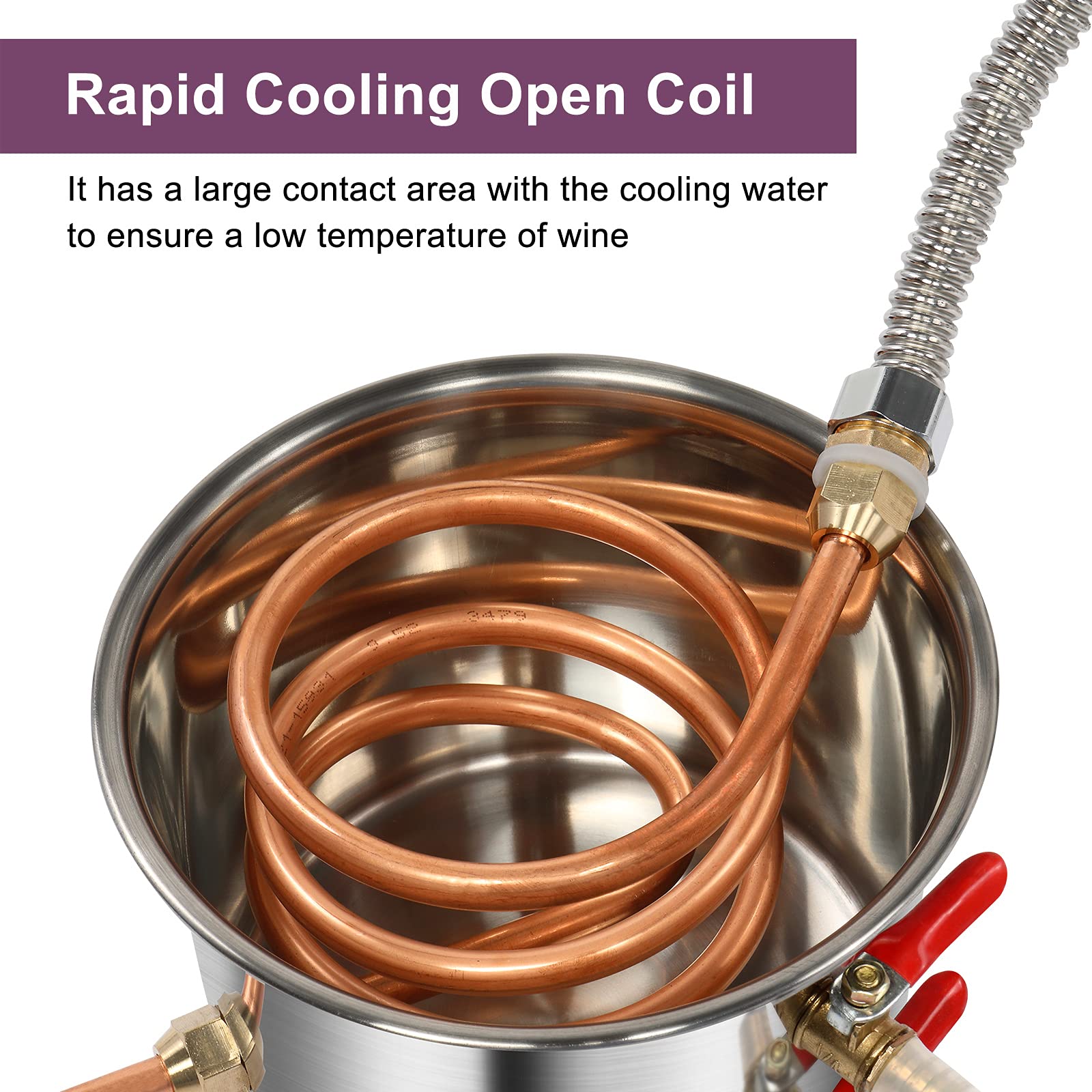 ROVSUN 5 Gal 20L Alcohol Still, 3 Pot Water Alcohol Distiller Kit Copper Tube with Thumper