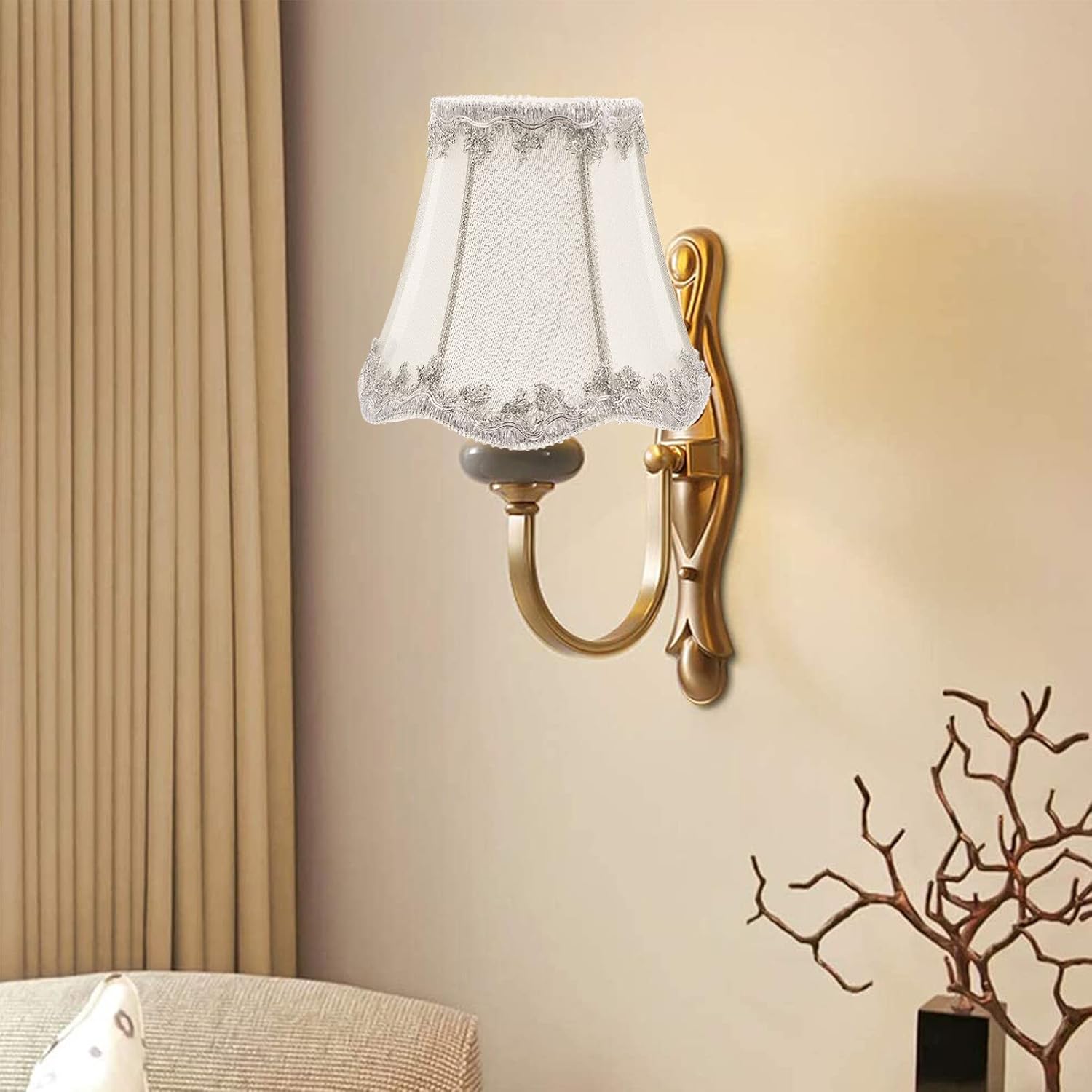 Holibanna Cloth Lampshade Accessory 5.11X5.11X4.72In for Table Wall Floor Lamps Soft Light Shade Cover for Bedroom Living Room Warm Atmosphere
