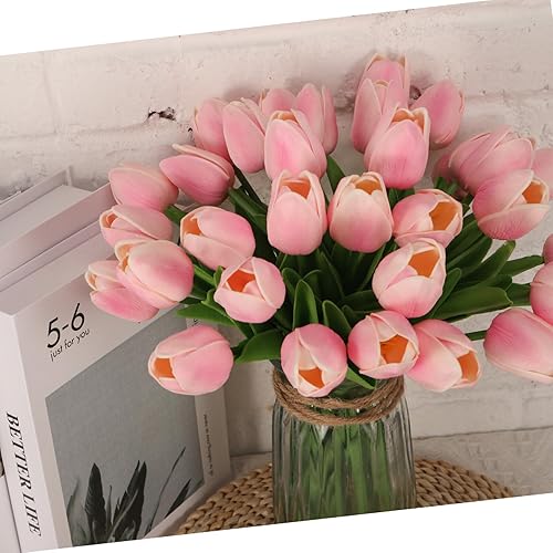 Miniatura 7 de 30 tulipanes reales al tacto, flores de poliuretano, tulipanes artificiales para arreglos de boda, fiesta, Pascua, primavera, hogar, comedor,
