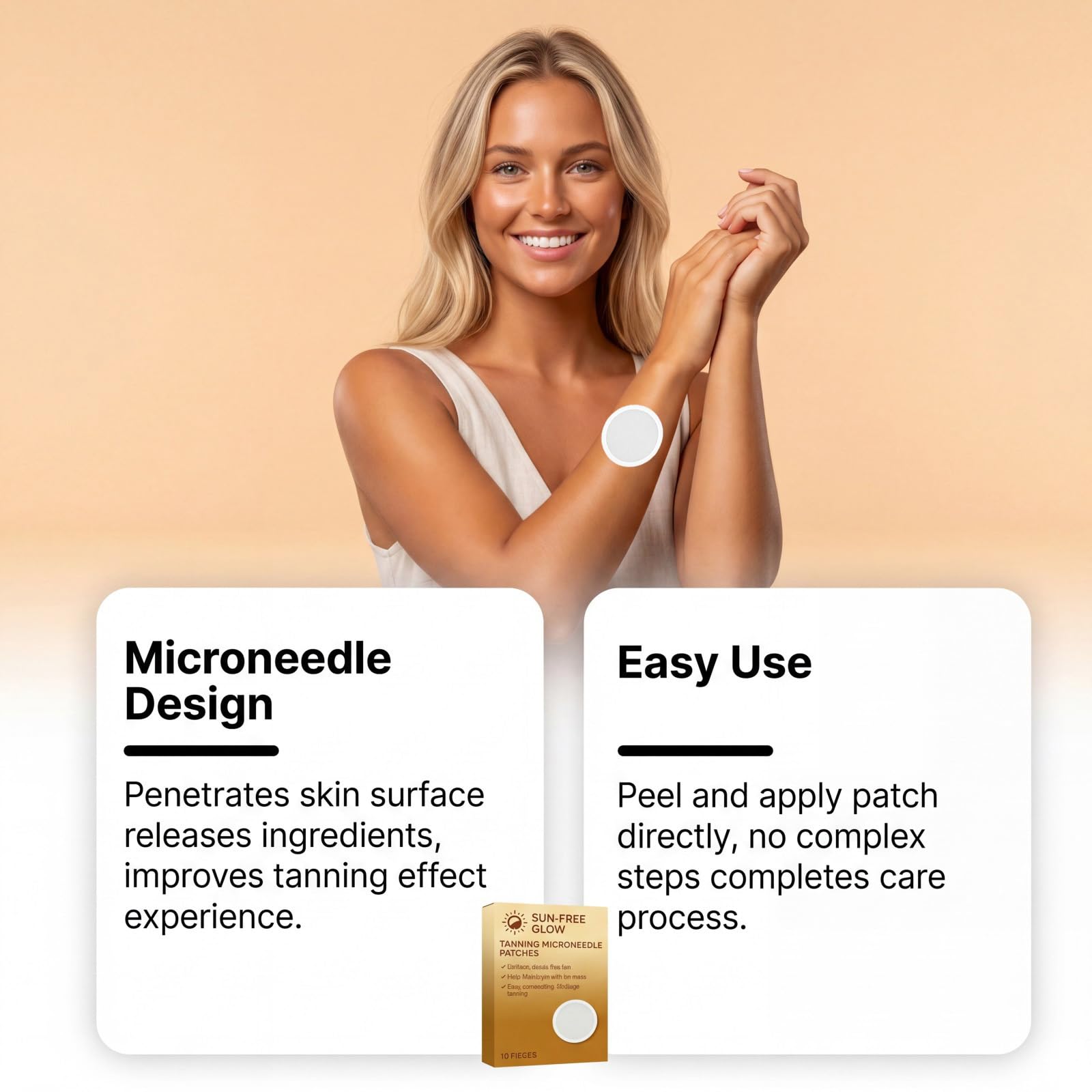 Microdarts Samoopalacz Bezsłoneczny Plaster 10 sztuk, Naturalne opalanie Mikroigły z DHA i Erytrrulozą, Nawilżający do wszystkich rodzajów skóry, dla mężczyzn i kobiet (1 szt.)