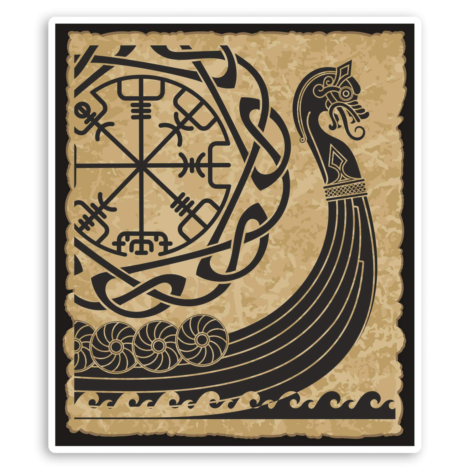 Destination Vinyl Ltd Multi 2 X 10Cm Viking Longship Vinyl Stickers - Ship Tribal Luggage Sticker #31721 (10Cm Tall)