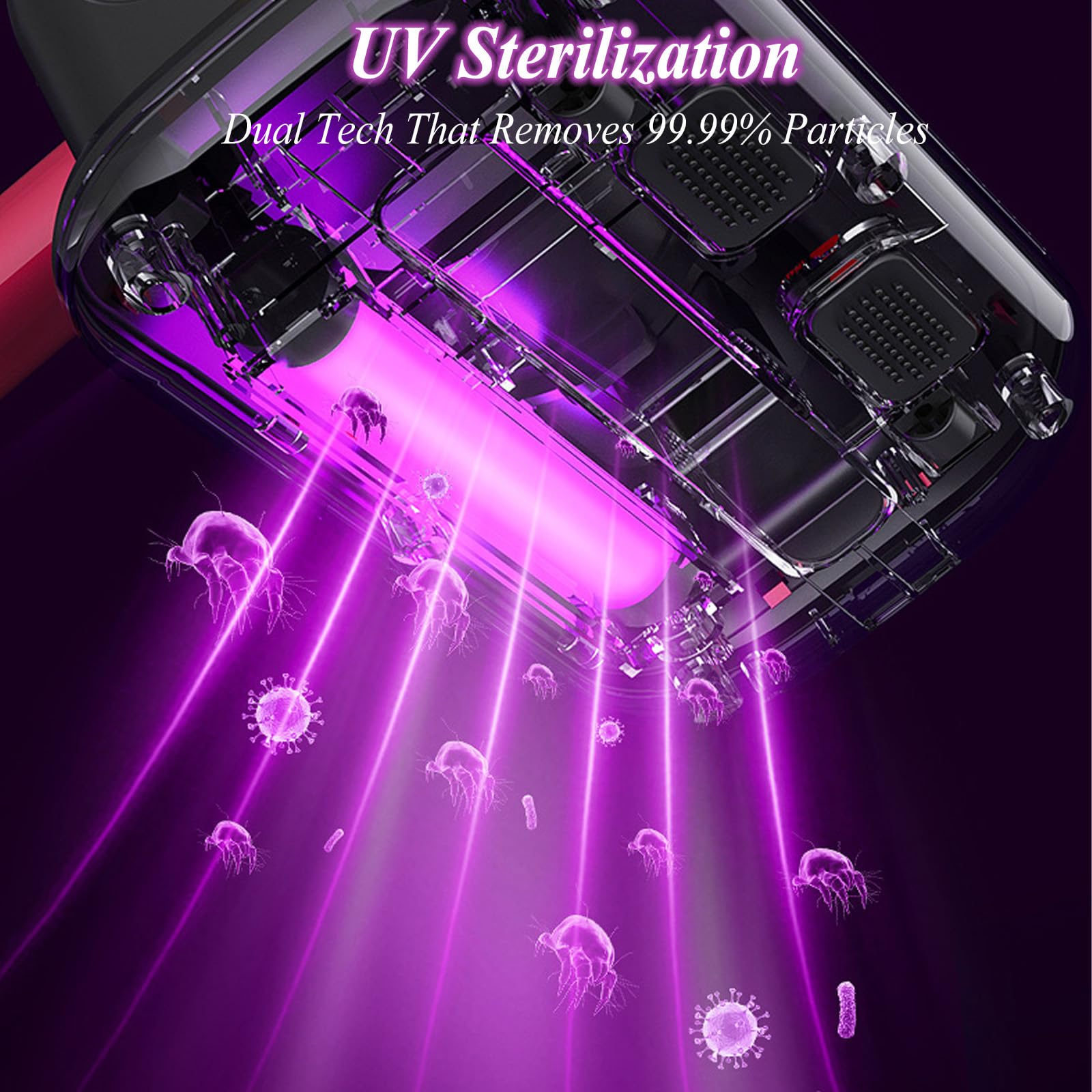 HAMON Milbensauger für Matratzen, 8000Pa Milbenstaubsauger mit UV Licht, Kabellos Bett-Staubsauger mit Dauerstaubbehälter für Matratzen,Sofa, Kissen,Teppiche