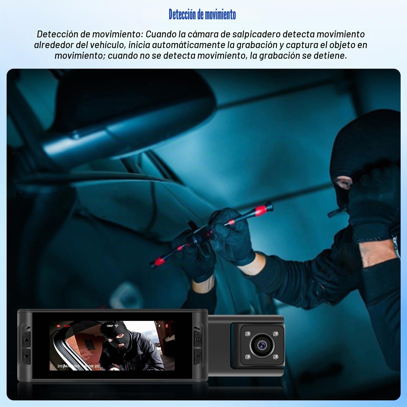 CAMECHO 3.16" Dashcam para coche, delantera e interior, cámara de coche Full HD 1080P, lente doble ajustable, cámara de salpicadero para coche, detección de movimiento, gran angular de 150°, grabación