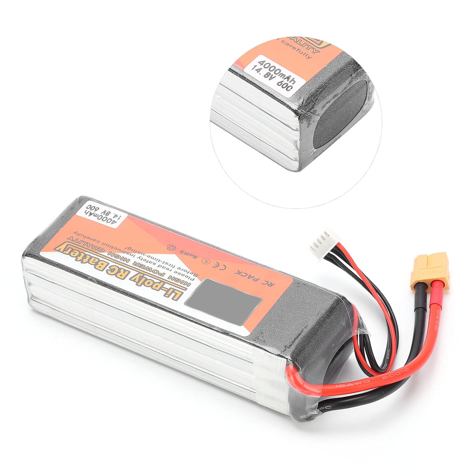 Paquete de Batería Lipo de 14,8 V y 4000mAh de Alto Rendimiento para RC Coche Barco Helicóptero Drones XT60 Enchufe 135x42x33mm