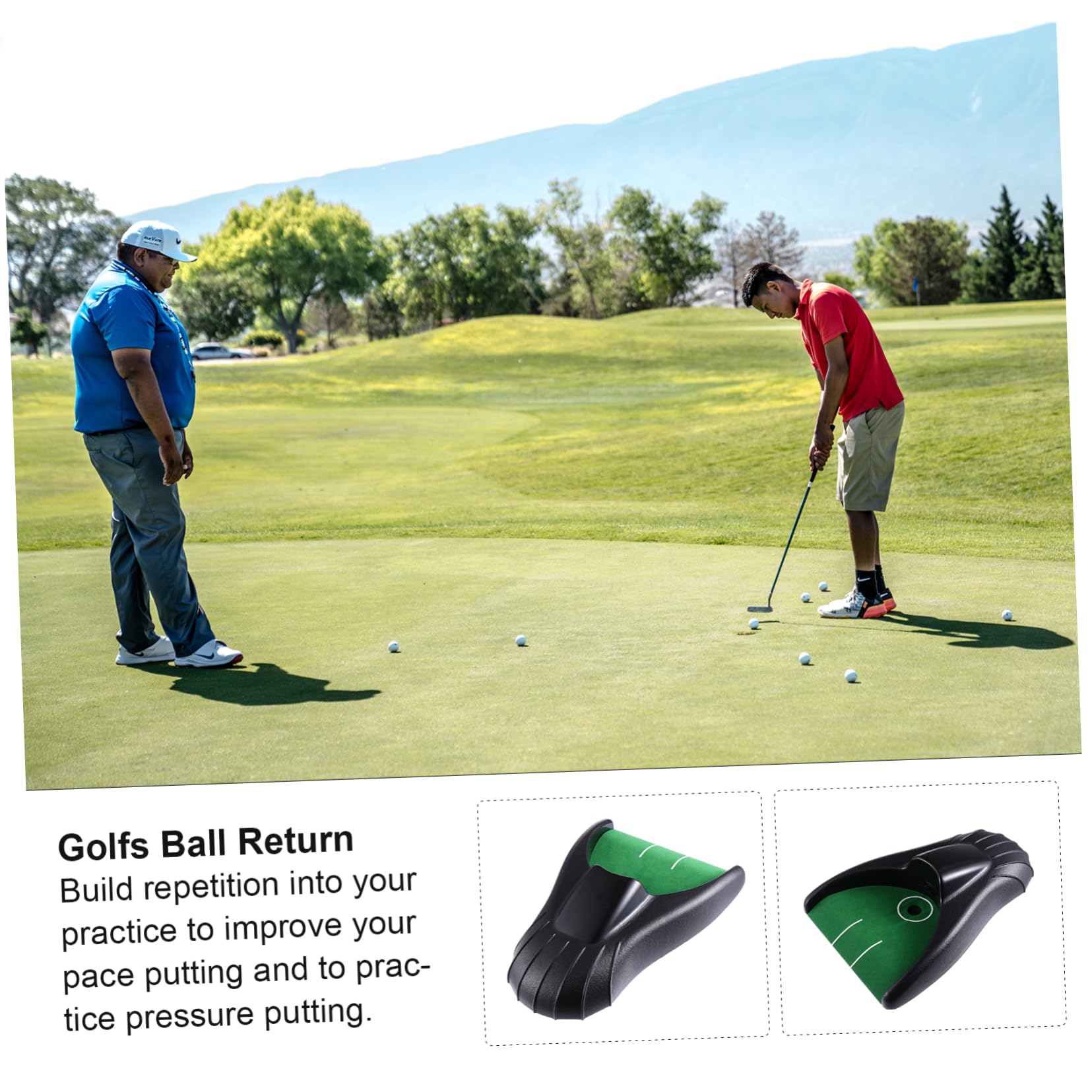 GALPADA Ball Return Machine Automatic Putt Golf Ball Returner for Practice Lightweight Golf Accessories for Home Office and Travel No Battery Required