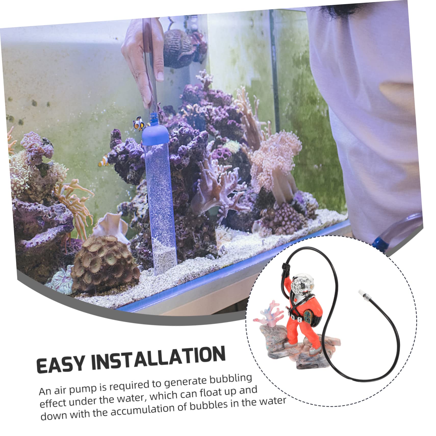 BESPORTBLE 3pièces Figurine De Plongeur Décorative pour Aquarium avec Tuyau Ornement De Paysage pour Réservoir De Poissons Et Accessoire Amusant