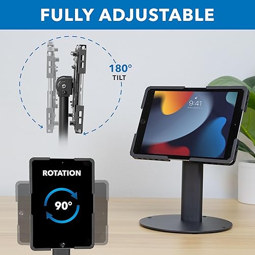 Miniatura 3 de Mount-It! Soporte universal para tableta con inclinación, soporte antirrobo para iPad POS, para tabletas de 9.7 a 13 pulgadas, rotación de 90 para