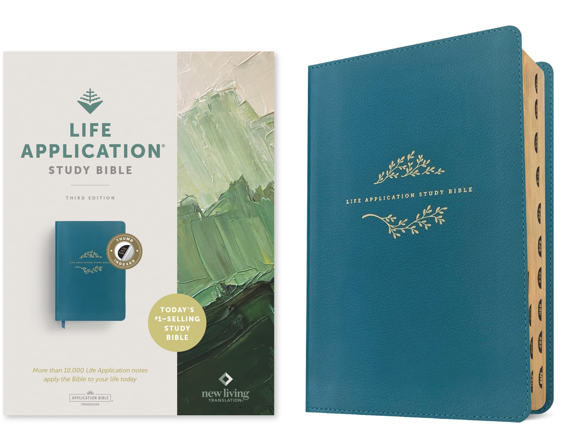 NLT Life Application Study Bible, Third Edition (LeatherLike, Teal Blue, Indexed, Red Letter)
