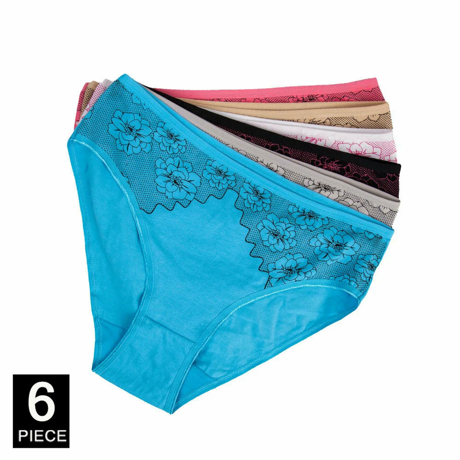 Mutande Donna Cotone Mutandine da in Taglie Forti con Stampa A Vita Alta Slip Intimo Floreale 6 Pezzi Set-9162-xxxl-6